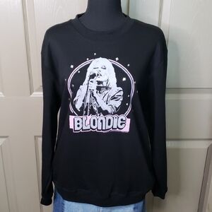 VINYL Blondie NWT Black Stud Graphic Sweatshirt With Fringe Size Medium